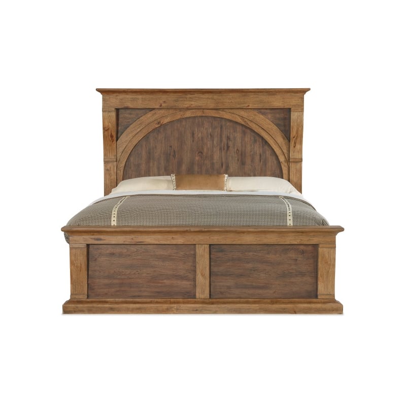 Beaumont Lane Transitional Hickory Veneers Cal King Corbel Bed in Brown