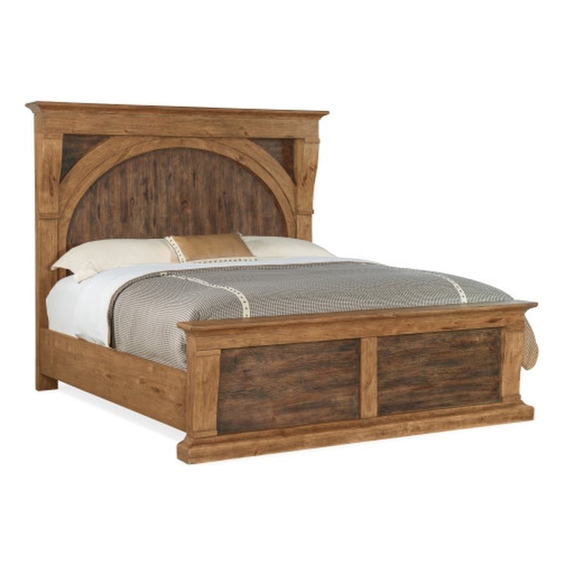 Beaumont Lane Transitional Hickory Veneers Cal King Corbel Bed in Brown