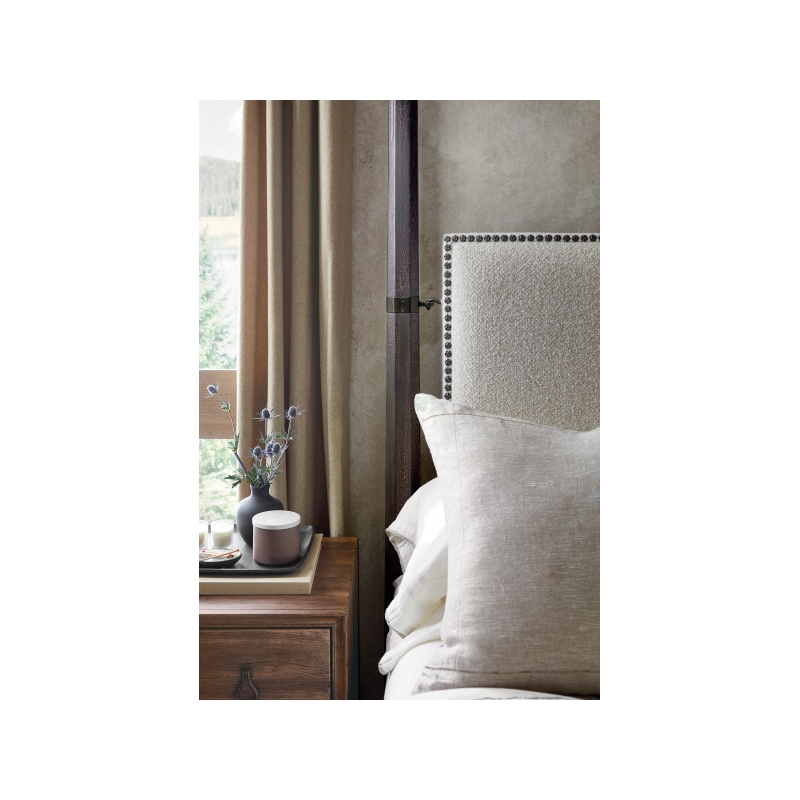 Beaumont Lane Veneers Fabric King Poster Bed with Canopy in Black