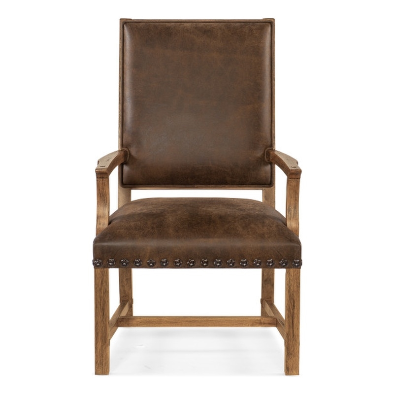 Beaumont Lane Assembled Transitional Wood Leather and Resin Host Chair in Brown