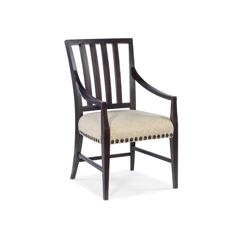 Beaumont Lane Assembled Transitional Wood and Fabric Arm Chair in Black