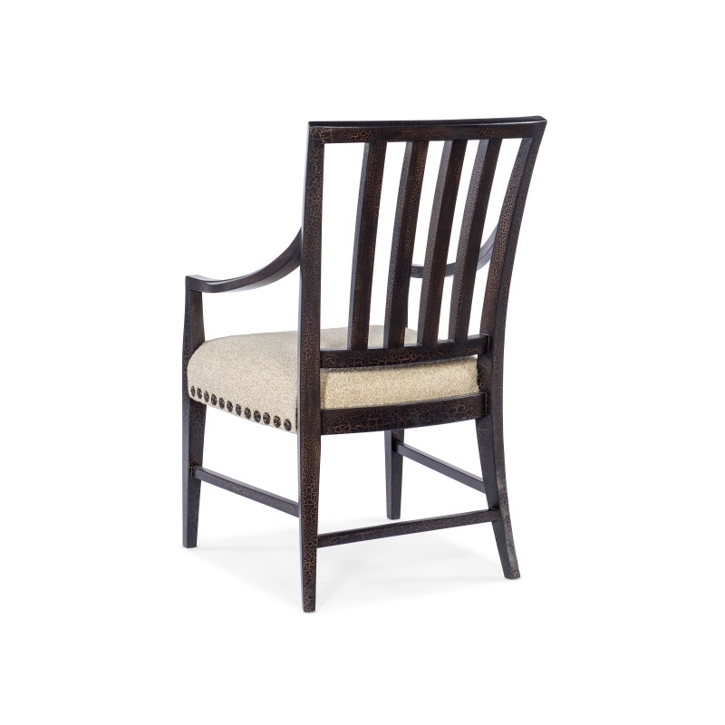 Beaumont Lane Assembled Transitional Wood and Fabric Arm Chair in Black