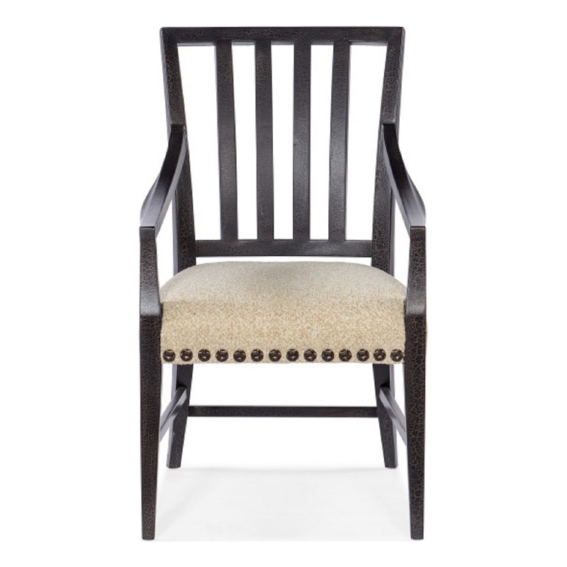 Beaumont Lane Assembled Transitional Wood and Fabric Arm Chair in Black