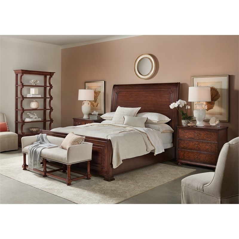 Beaumont Lane Traditional Wood Cal King Sleigh Bed in Brown Finish