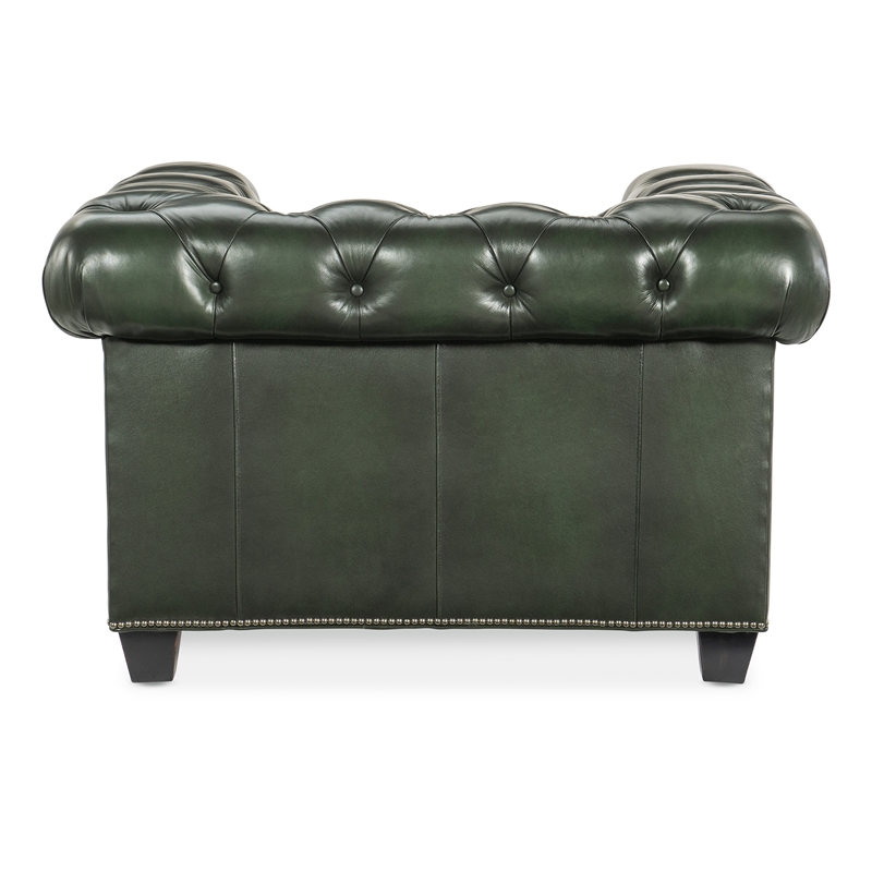 Beaumont Lane Traditional Leather Tufted Club Chair in Green