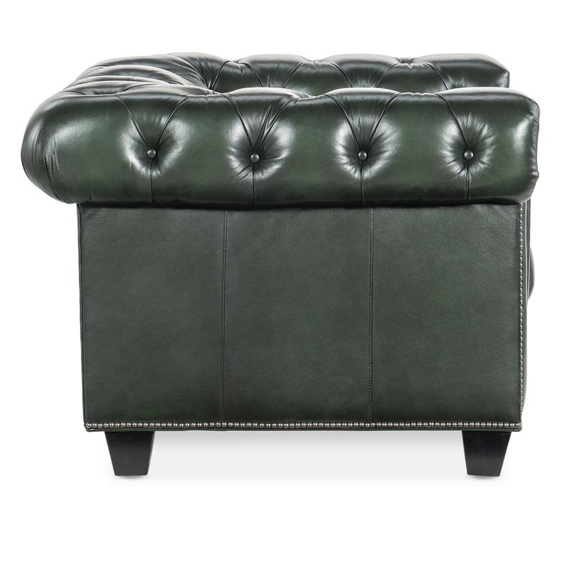 Beaumont Lane Traditional Leather Tufted Club Chair in Green