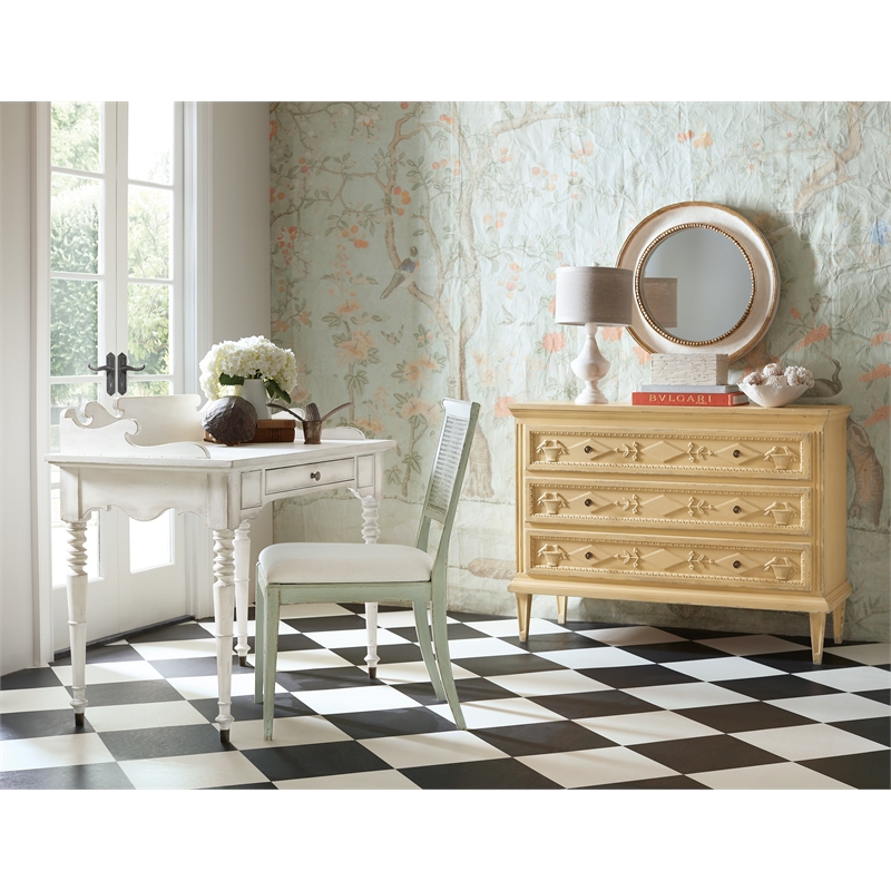 Beaumont Lane Fabric Upholstered Side Chair in Verdigris Green