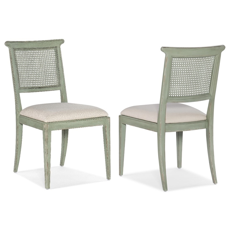 Beaumont Lane Fabric Upholstered Side Chair in Verdigris Green