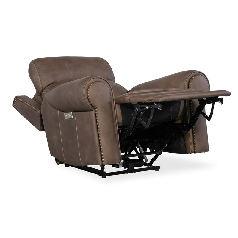 Beaumont Lane Power Leather Recliner with Power Headrest in Brown