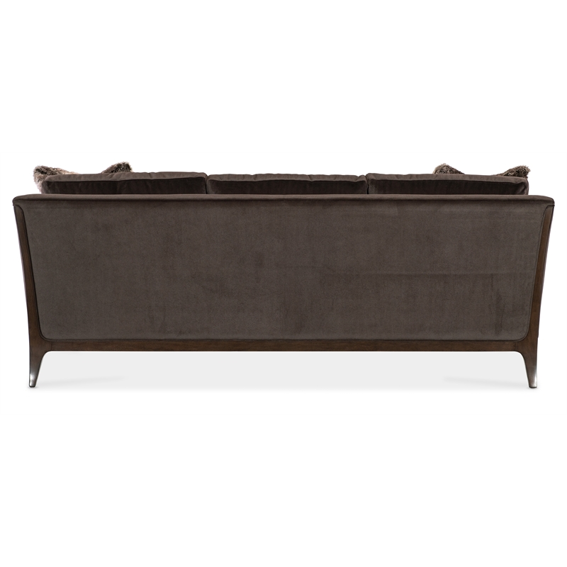 Beaumont Lane Transitional Fabric Sofa in Brown with Flared Wooden Legs