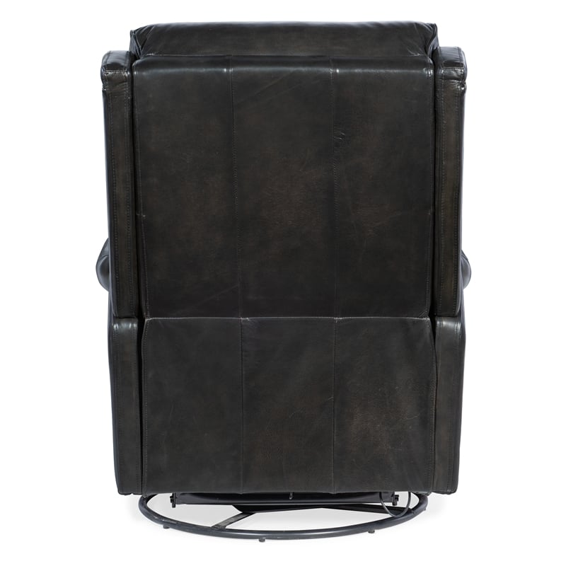 Beaumont Lane Transitional Power Swivel Glider Recliner in Black Leather