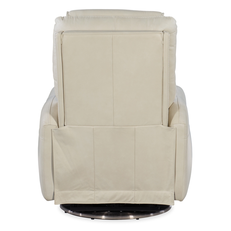 Beaumont Lane Swivel Power Recliner with Power Headrest in Beige Leather