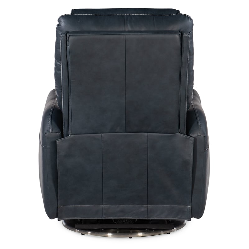 Beaumont Lane Swivel Power Recliner with Power Headrest in Blue Leather