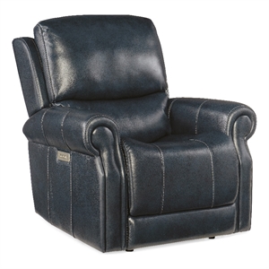 Beaumont Lane Power Recliner with Power Headrest & Lumbar in Blue Leather