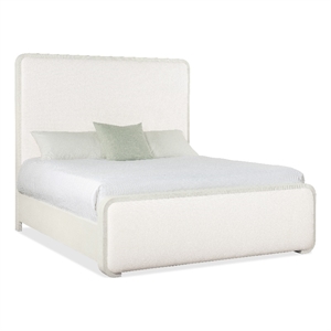 Beaumont Lane Transitional Cal King Upholstered Panel Bed in White Wood