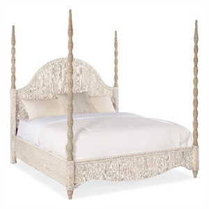 Beaumont Lane Transitional Cal King Poster Bed in White Wood