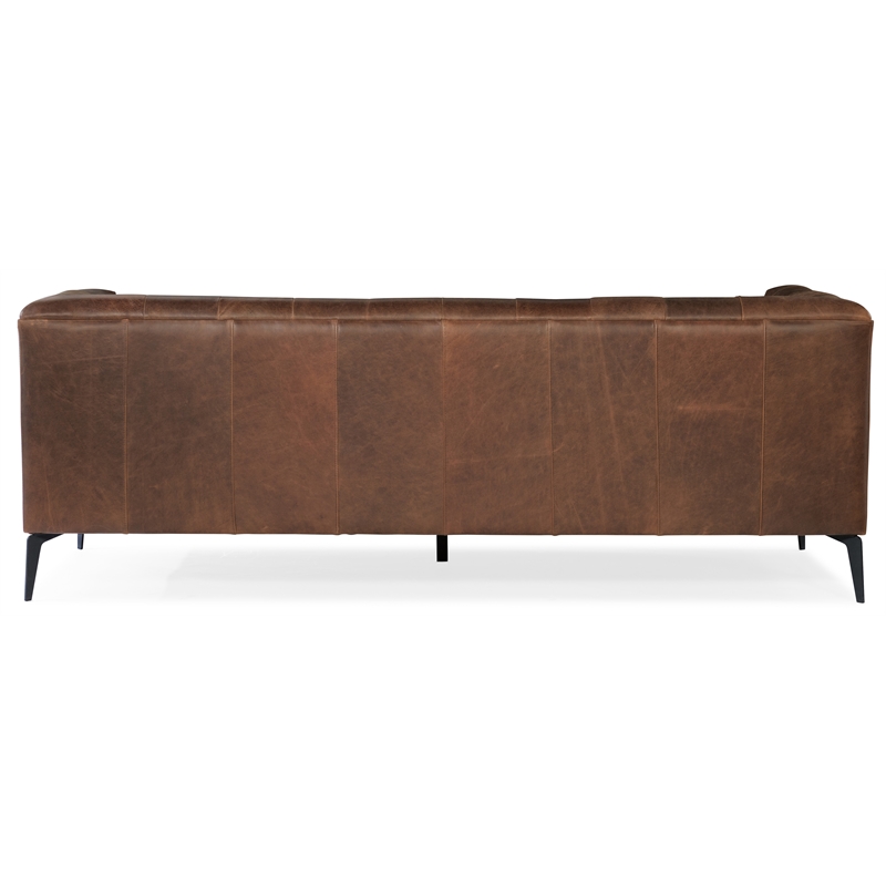 Beaumont Lane Traditional Stationary Sofa in Brown Leather Finish