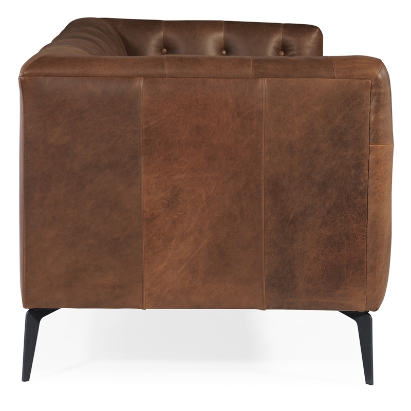 Beaumont Lane Traditional Stationary Sofa in Brown Leather Finish