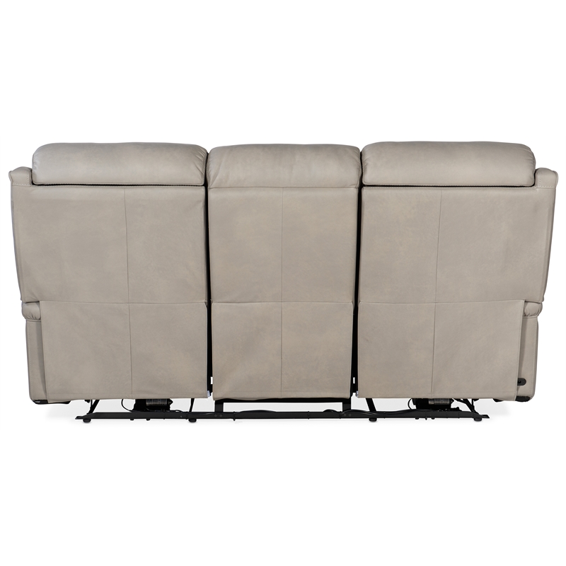 Beaumont Lane Zero Gravity Power Recline Sofa w/ Power Headrest in Gray Leather