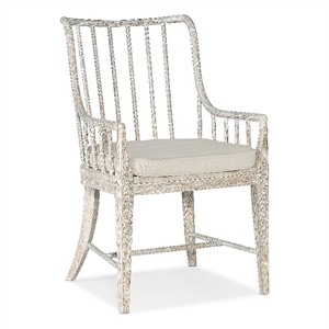 Beaumont Lane Transitional Spindle Arm Chair in White Wood Finish