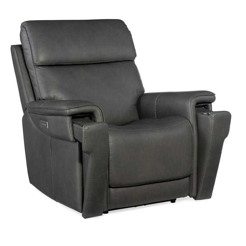 Beaumont Lane Zero Gravity Power Recliner with Power Headrest in Gray Leather