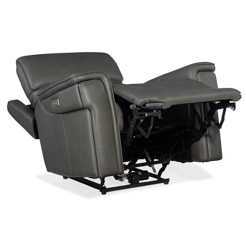 Beaumont Lane Zero Gravity Power Recliner with Power Headrest in Gray Leather