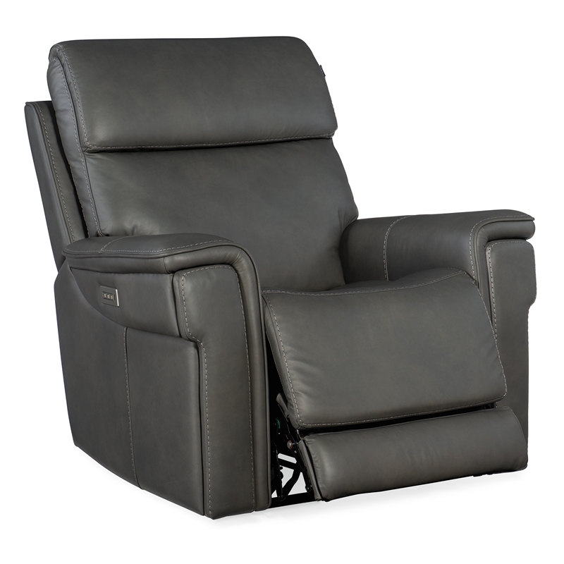 Beaumont Lane Zero Gravity Power Recliner with Power Headrest in Gray Leather