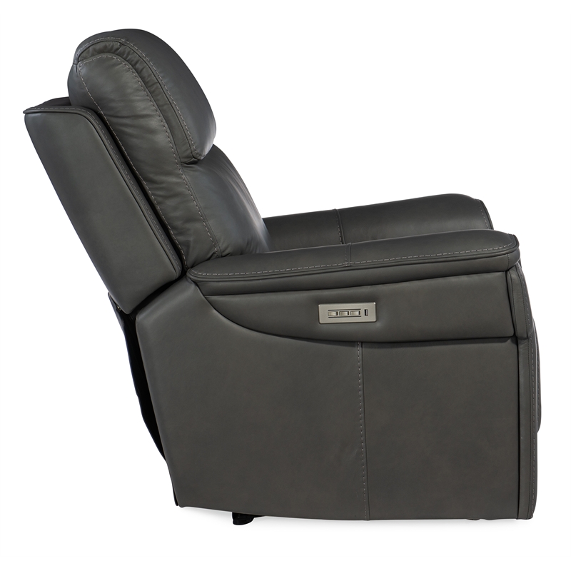 Beaumont Lane Zero Gravity Power Recliner with Power Headrest in Gray Leather