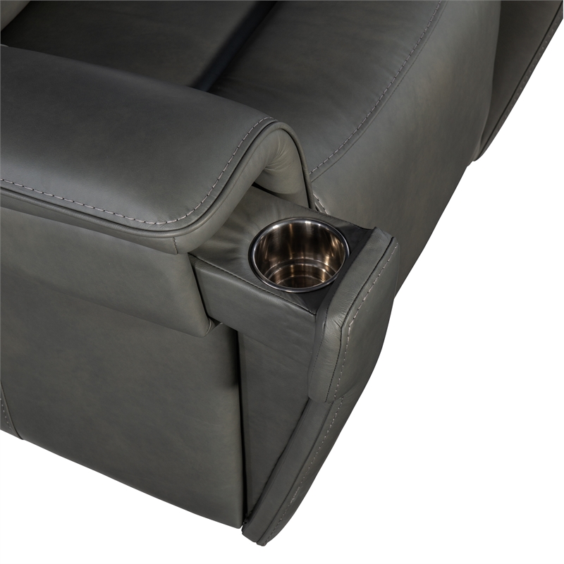 Beaumont Lane Zero Gravity Power Recliner with Power Headrest in Gray Leather