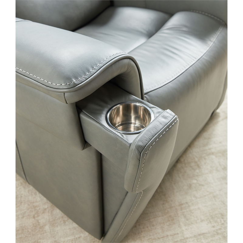 Beaumont Lane Zero Gravity Power Recliner with Power Headrest in Gray Leather