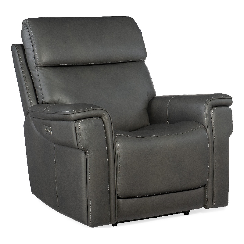 Beaumont Lane Zero Gravity Power Recliner with Power Headrest in Gray Leather