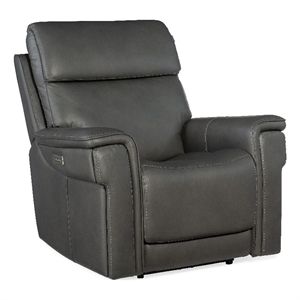 Beaumont Lane Zero Gravity Power Recliner with Power Headrest in Gray Leather