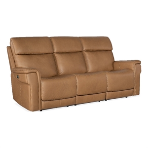Beaumont Lane Zero Gravity Power Sofa with Power Headrest in Brown Leather