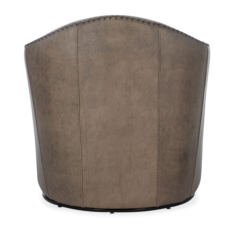 Beaumont Lane Transitional Swivel Club Chair in Brown Leather