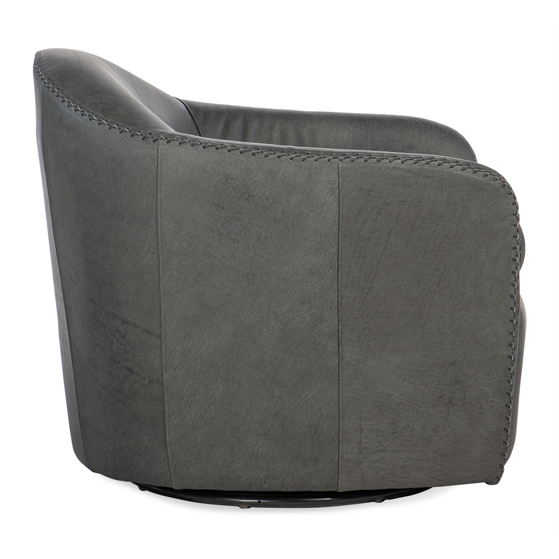 Beaumont Lane Transitional Swivel Club Chair in Gray Leather