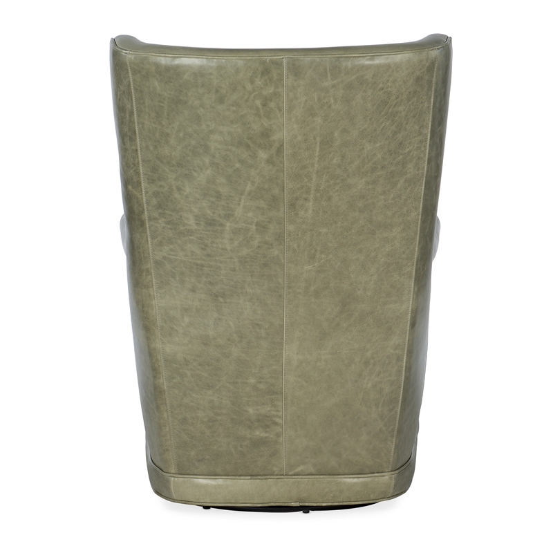 Beaumont Lane Traditional Swivel Club Chair in Green Leather