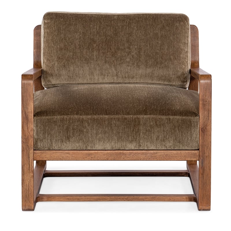 Beaumont Lane Transitional Fabric Accent Chair in Brown and Green