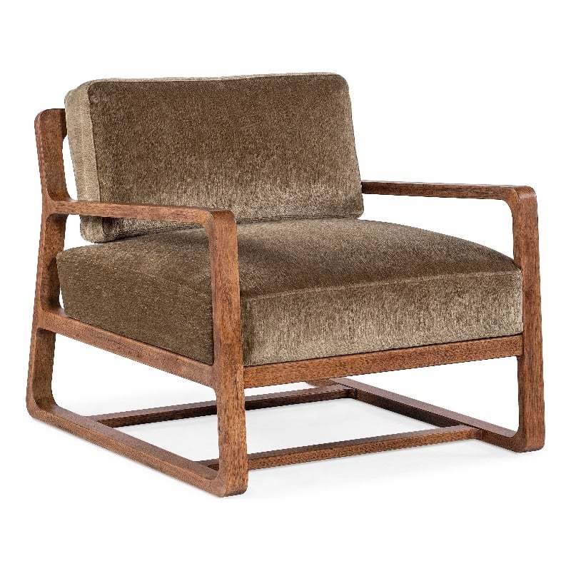 Beaumont Lane Transitional Fabric Accent Chair in Brown and Green