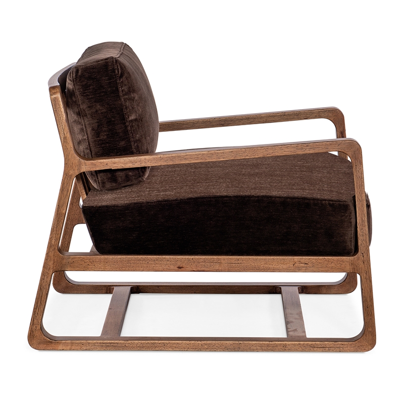 Beaumont Lane Transitional Fabric Accent Chair in Brown Finish