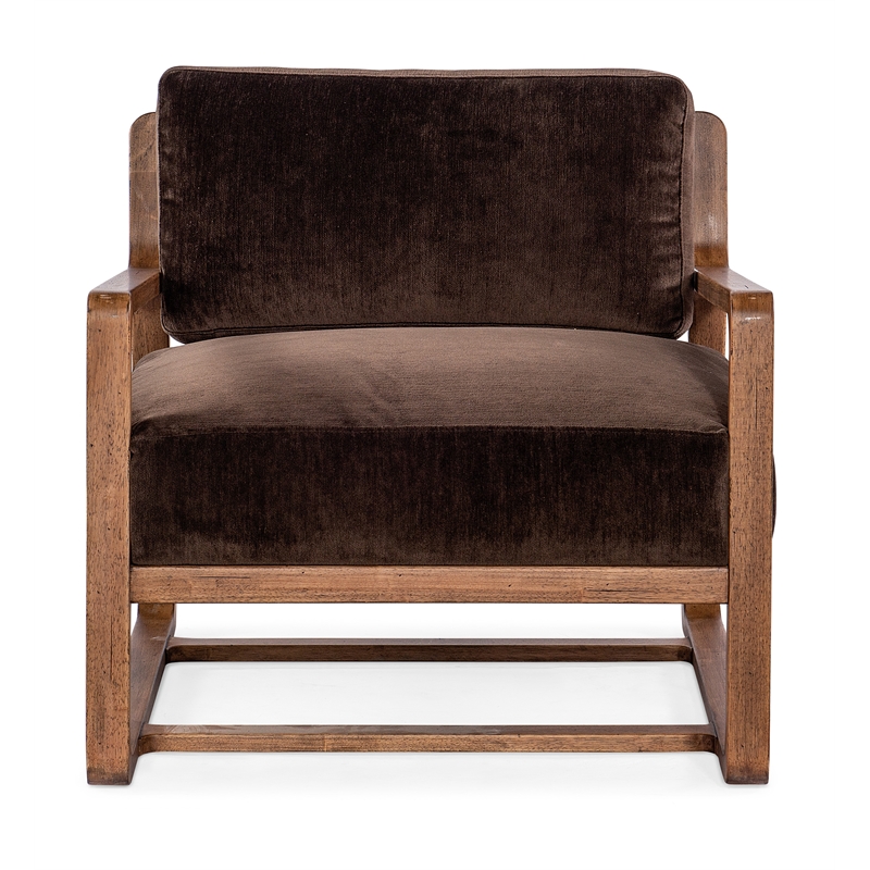 Beaumont Lane Transitional Fabric Accent Chair in Brown Finish