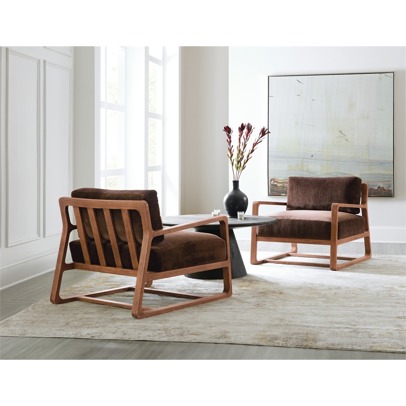 Beaumont Lane Transitional Fabric Accent Chair in Brown Finish