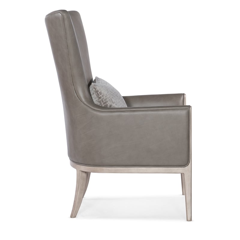Beaumont Lane Transitional Club Chair with Accent Pillow in Gray Leather