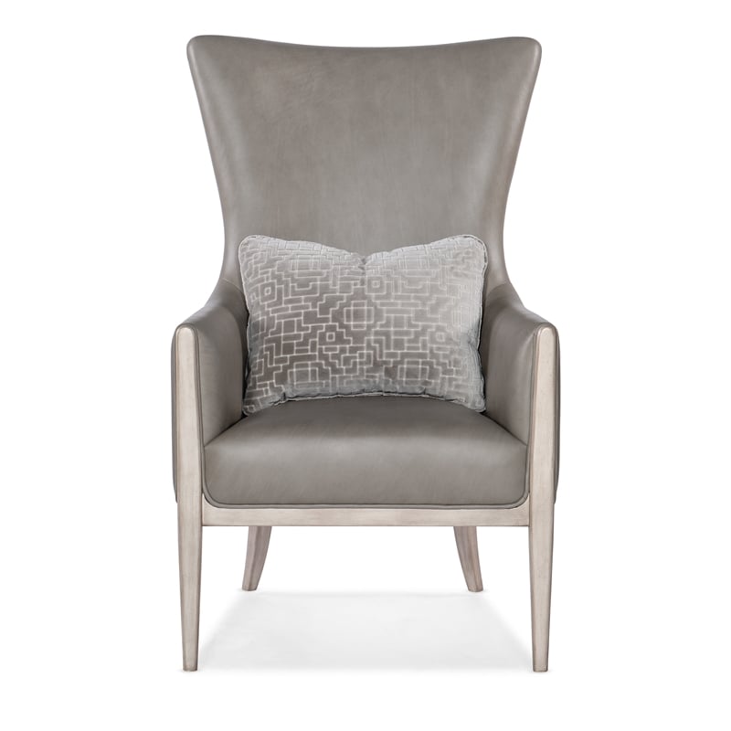 Beaumont Lane Transitional Club Chair with Accent Pillow in Gray Leather