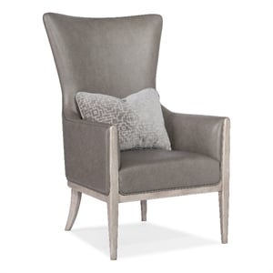 Beaumont Lane Transitional Club Chair with Accent Pillow in Gray Leather