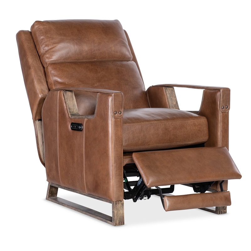 Beaumont Lane Power Recliner with Power Headrest in Brown Leather