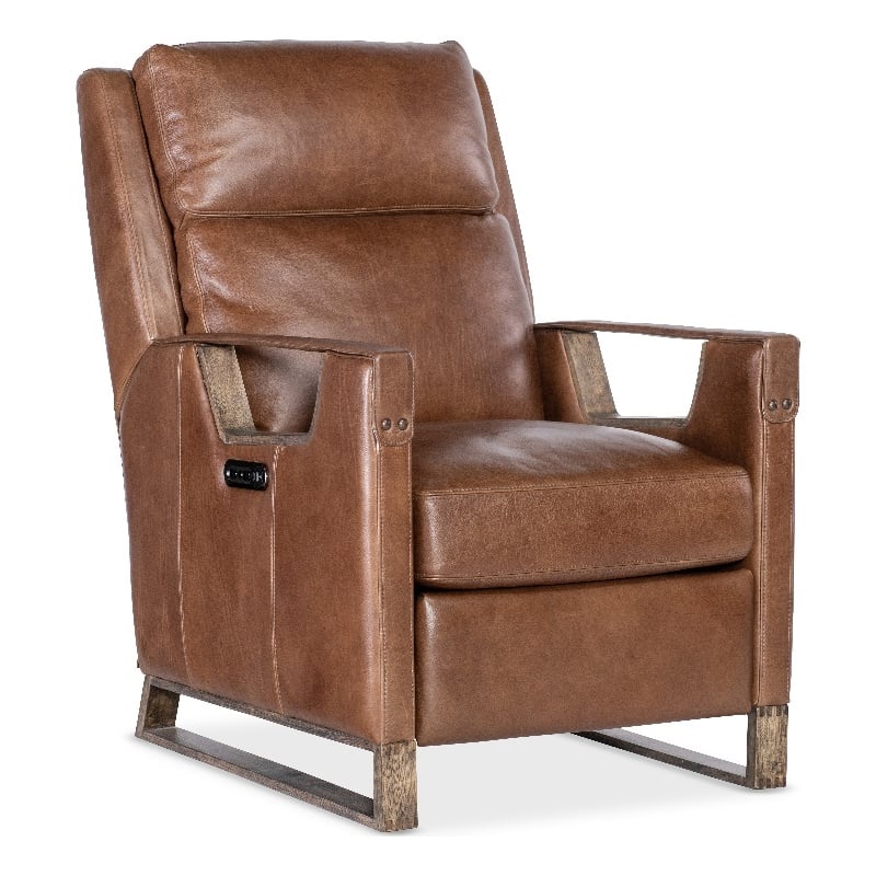 Beaumont Lane Power Recliner with Power Headrest in Brown Leather