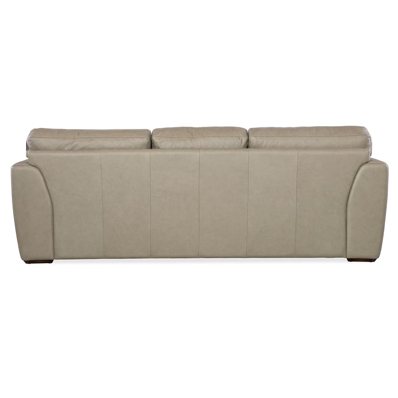 Beaumont Lane Transitional Wide Arm Stationary Sofa in Green Leather