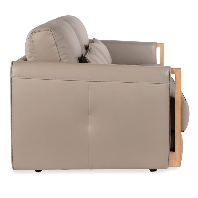 Beaumont Lane Contemporary Sofa in Gray Finish Top Grain Leather