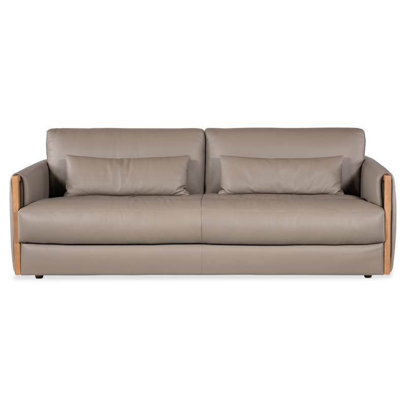 Beaumont Lane Contemporary Sofa in Gray Finish Top Grain Leather