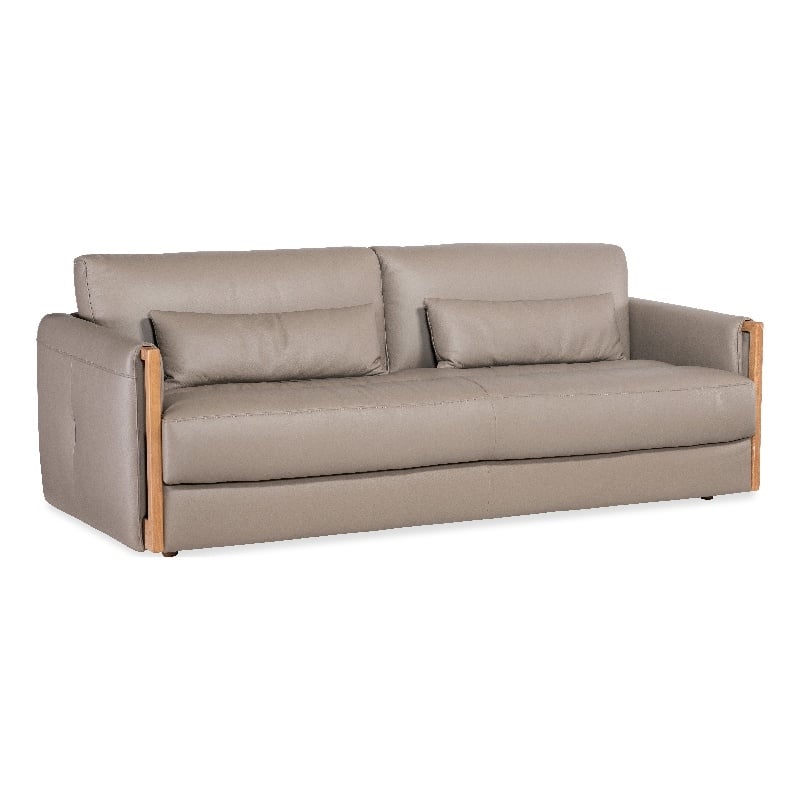 Beaumont Lane Contemporary Sofa in Gray Finish Top Grain Leather
